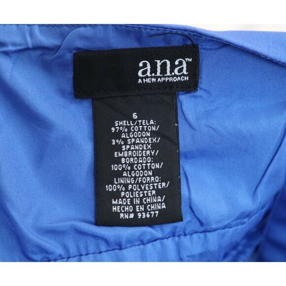 WOMEN'S BLUE EMPIRE WAIST DRESS W/ LACE TRIM - A.N.A. - SIZE 6 - Picture 8 of 10